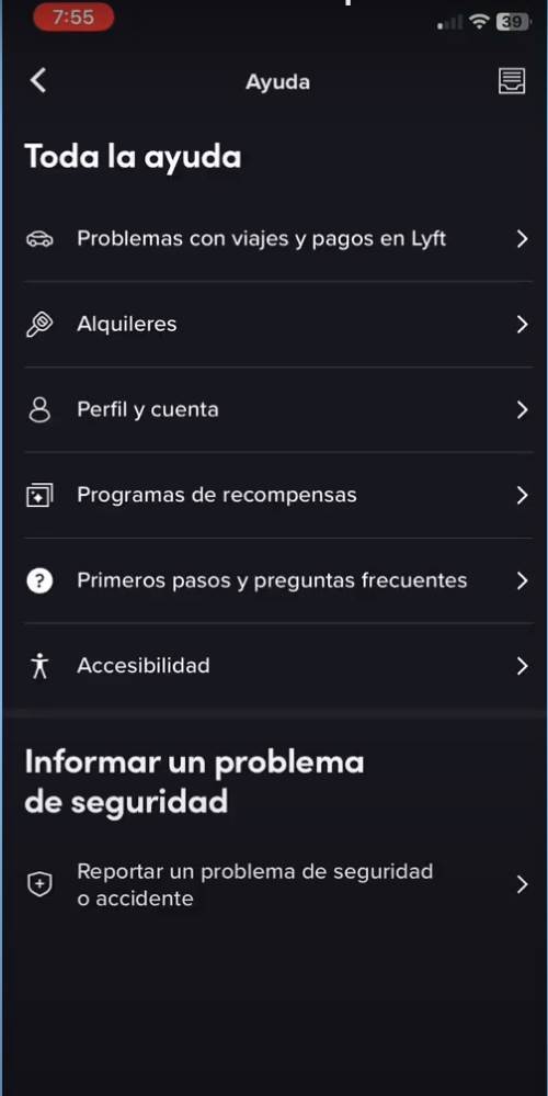 como borrar mi cuenta de lyft paso 2