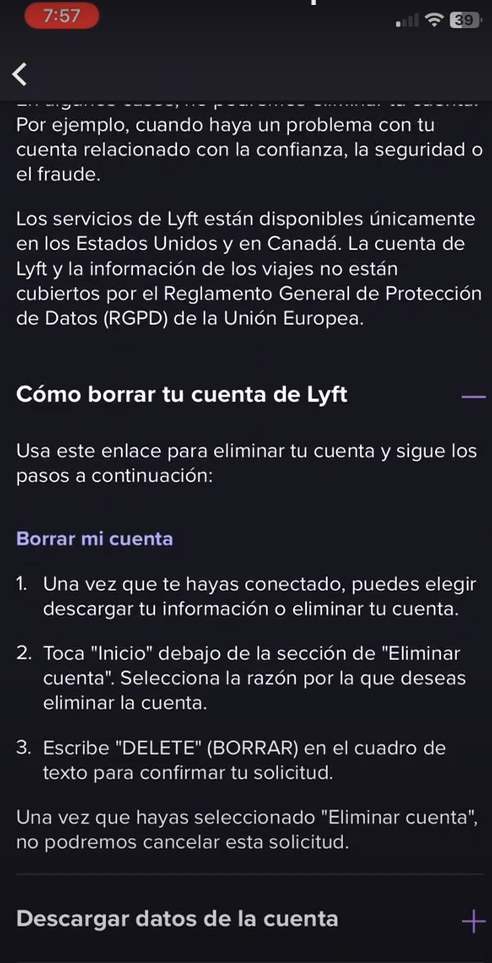 como borrar mi cuenta de lyft paso 5