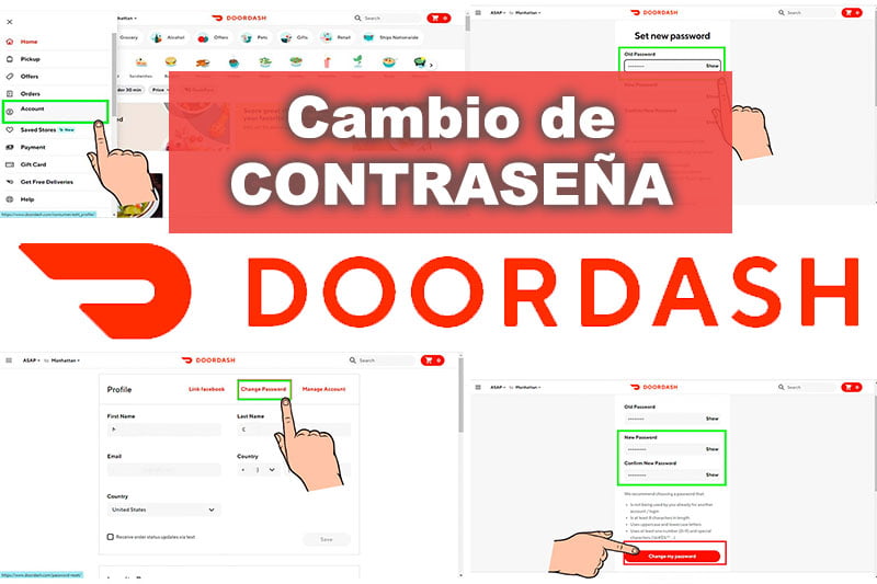 cambiar contraseña de doordash