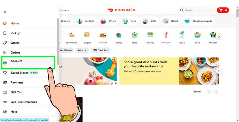 doordash cambiar contraseña PASO 2